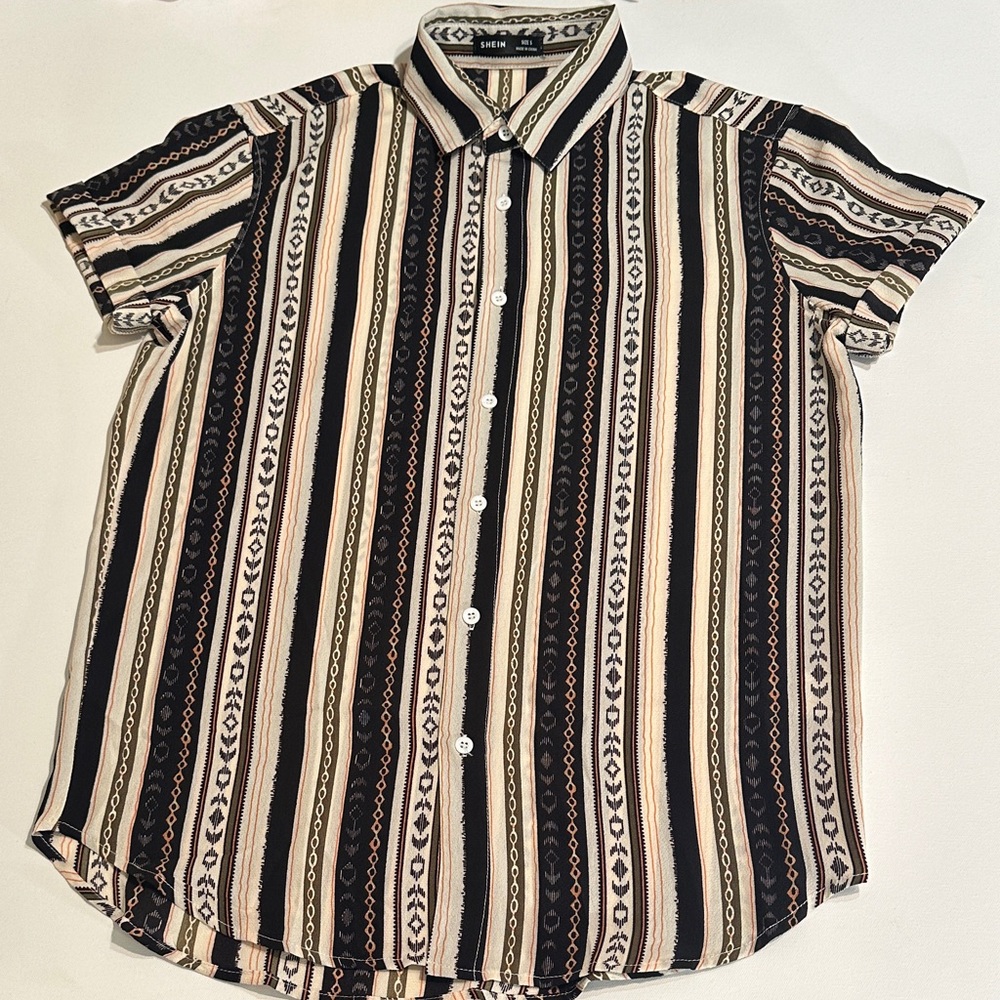 SHEIN MENS AZTEC TRIBAL BUTTON UP